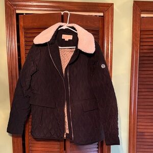 Michael Kors Black Quilted Jacket with Cream Collar